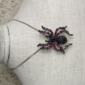 Crystal Studded Spider Pendant Necklace